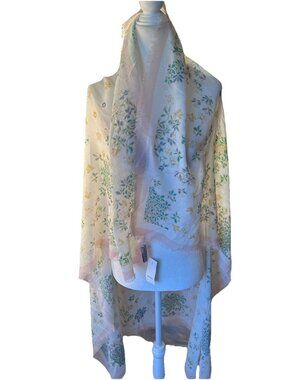 NWT White Floral Scarf LOFT Ann Taylor Shawl Wrap Oversized Spring Summer